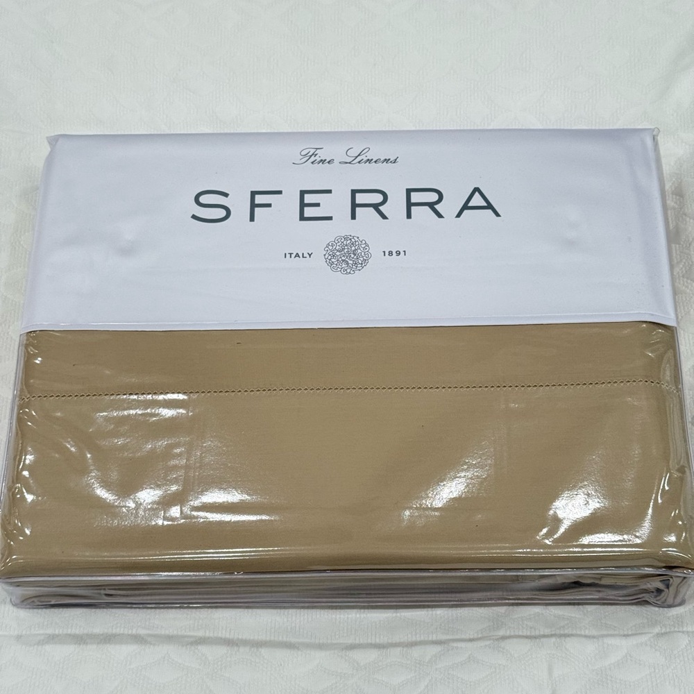 SFERRA MATTEO SATEEN 4-PIECE KING SHEET SET OAT MADE IN ITALY
